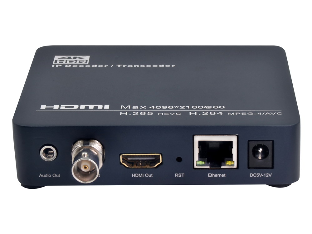 Decodificador UHD 4K H.265 H.264, HDMI, VGA, CVBS, SD, vídeo, IP,  Streaming, SRT, HTTPS