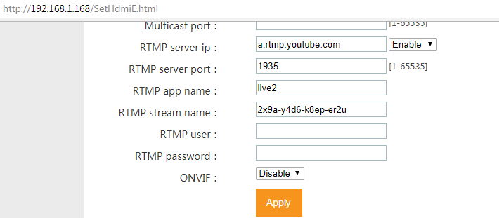 Oupree Old version Video Encoder Settings for Youtube live stream