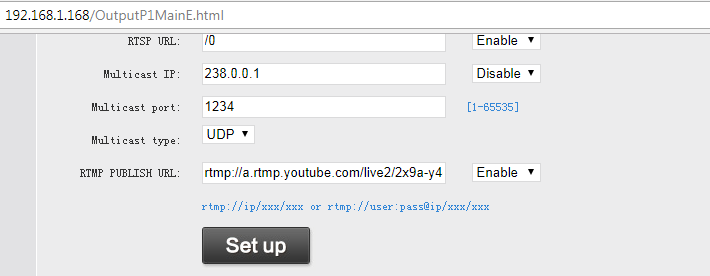 Oupree Video Encoder Settings for Youtube live stream