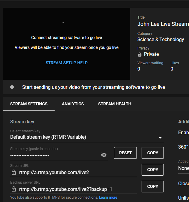 Oupree Video Encoder live stream to Youtube